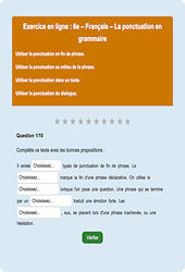 Cours et exercice : La ponctuation - Fiches  - Exercice en ligne : 8ème Harmos