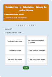 Cours et exercice : Comparer des nombres décimaux - Fiches  - Exercice en ligne : 8ème Harmos