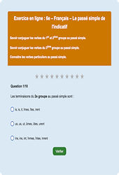 Cours et exercice : Le passé simple - Fiches  - Exercice en ligne : 8ème Harmos