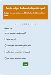 Le passé composé - Fiches Exercice en ligne  - Fiches Français - Conjugaison : 9eme Harmos