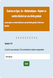Cours et exercice : Repérer un nombre décimal sur une droite graduée - Fiches  - Exercice en ligne : 8ème Harmos