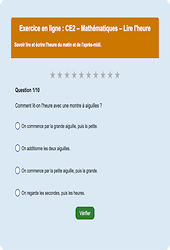 Leçon, exercice et évaluation :<br/> Lire l'heure - Fiches  - Exercice en ligne : 5ème Harmos