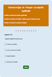 Cours et exercice : Les adjectifs - Fiches  - Exercice en ligne : 9eme Harmos