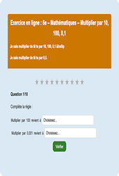 Cours et exercice : Multiplier par 10, 100, 0,1 - Fiches  - Exercice en ligne : 8ème Harmos