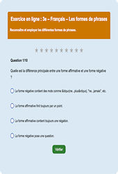 Les formes de phrases - Fiches Exercice en ligne  - Fiches Français - Grammaire : 11ème Harmos