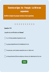 Cours et exercice : Groupe nominal et ses expansions - Fiches  - Exercice en ligne : 9eme Harmos