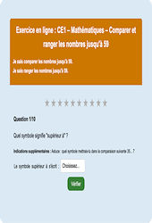 Comparer et ranger les nombres jusqu'à 59 - Fiches Exercice en ligne  - Fiches Mathématiques - Numération : 4ème Harmos