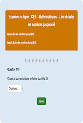 Leçon, exercice et évaluation :<br/> Lire et écrire les nombres jusqu'à 59 - Fiches  - Exercice en ligne : 4ème Harmos