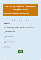 Les propositions interrogatives indirectes - Fiches Exercice en ligne  - Fiches Français - Grammaire : 11ème Harmos
