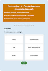 Les pronoms démonstratifs et possessifs - Fiches Exercice en ligne  - Fiches Français - Grammaire : 8ème Harmos