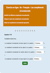 Les compléments circonstanciels - Fiches Exercice en ligne  - Fiches Français - Grammaire : 8ème Harmos