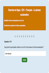 Leçon, exercice et évaluation :<br/> La phrase exclamative - Fiches  - Exercice en ligne : 4ème Harmos
