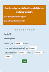 Multiplier une fraction par un nombre - Fiches  - Exercice en ligne : 8ème Harmos