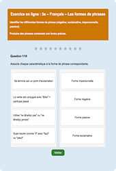 Les formes de phrases - Fiches Exercice en ligne  - Fiches Français - Grammaire : 9eme Harmos