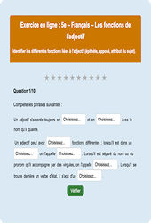Cours et exercice : Les fonctions de l'adjectif - Fiches  - Exercice en ligne : 9eme Harmos