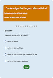 Le futur de l'indicatif - Fiches Exercice en ligne  - Fiches Français - Conjugaison : 11ème Harmos