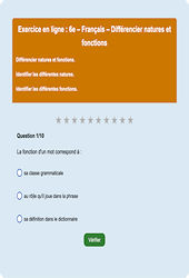 Cours et exercice : Différencier natures et fonctions - Fiches  - Exercice en ligne : 8ème Harmos