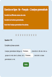 Cours et exercice : L'analyse grammaticale - Fiches  - Exercice en ligne : 8ème Harmos