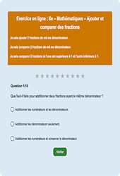 Cours et exercice : Ajouter et comparer des fractions - Fiches  - Exercice en ligne : 8ème Harmos