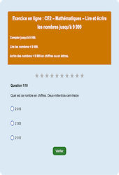 Lire / écrire - Nombres entiers < 10 000 - Fiches Exercice en ligne  - Fiches Mathématiques - Numération : 5ème Harmos