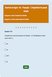 Cours et exercice : L'imparfait et le passé simple - Fiches  - Exercice en ligne : 9eme Harmos