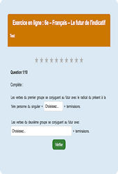 Le futur de l'indicatif - Fiches Exercice en ligne  - Fiches Français - Conjugaison : 8ème Harmos
