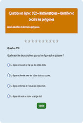 Identifier et décrire les polygones - Fiches Exercice en ligne  - Fiches Mathématiques - Géométrie : 5ème Harmos