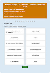 Cours et exercice : Identifier l'attribut du sujet - Fiches  - Exercice en ligne : 8ème Harmos