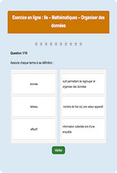 Organiser des données - Fiches Exercice en ligne  - Fiches Mathématiques - Organisation et gestion des données : 8ème Harmos