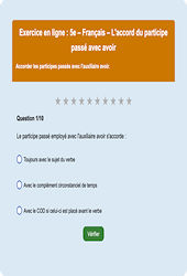 Accord du participe passé avec avoir - Fiches Exercice en ligne  - Fiches Français - Orthographe : 9eme Harmos