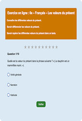 Présent de l'indicatif - Fiches Exercice en ligne  - Fiches Français - Conjugaison : 8ème Harmos