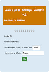 Cours et exercice : Diviser par 10, 100, 0,1… - Fiches  - Exercice en ligne : 8ème Harmos