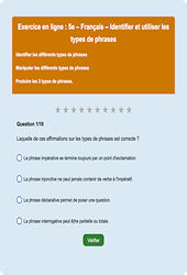 Les types de phrases - Fiches Exercice en ligne  - Fiches Français - Grammaire : 9eme Harmos