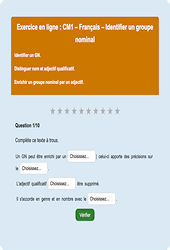 Identifier un groupe nominal - Fiches Exercice en ligne  - Fiches Français - Grammaire : 6ème Harmos
