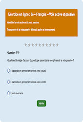 Voix active et passive - Fiches Exercice en ligne  - Fiches Français - Grammaire : 11ème Harmos