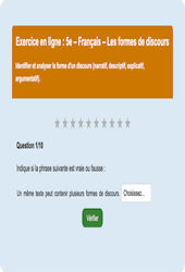 Les formes de discours - Fiches Exercice en ligne  - Fiches Français - Grammaire : 9eme Harmos