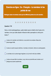 Le narrateur et les points de vue - Fiches Exercice en ligne  - Fiches Français - Grammaire : 11ème Harmos
