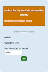 Les verbes transitifs et intransitifs - Fiches  - Exercice en ligne : 11ème Harmos