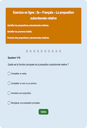 Cours et exercice : La proposition subordonnée relative - Fiches  - Exercice en ligne : 9eme Harmos