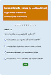 Le conditionnel présent - Fiches Exercice en ligne  - Fiches Français - Conjugaison : 9eme Harmos