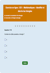 Leçon, exercice et évaluation :<br/> Les triangles - Fiches  - Exercice en ligne : 4ème Harmos