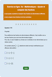 Cours et exercice : Addition et soustraction de fractions - Fiches  - Exercice en ligne : 8ème Harmos