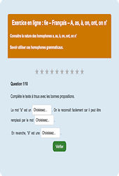 Cours et exercice : Homonymes, homophones - Fiches  - Exercice en ligne (2) : 8ème Harmos