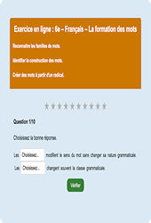Cours et exercice : Familles de mots - Fiches  - Exercice en ligne : 8ème Harmos