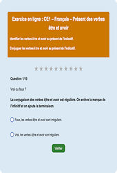 Leçon, exercice et évaluation :<br/> Être Avoir - Fiches  - Exercice en ligne : 4ème Harmos
