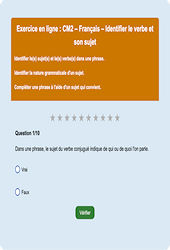 Leçon, exercice et évaluation :<br/> Sujet, groupe sujet - Fiches  - Exercice en ligne : 7ème Harmos