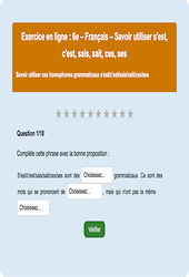Cours et exercice : Homonymes, homophones - Fiches  - Exercice en ligne (3) : 8ème Harmos