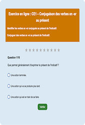 Leçon, exercice et évaluation :<br/> Présent des verbes en - er - Fiches  - Exercice en ligne : 4ème Harmos