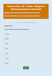 Les déterminants - Français  - exercice en ligne (1) : 6ème Harmos
