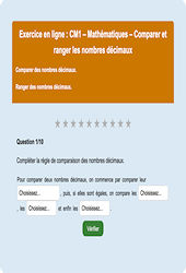 Leçon, exercice et évaluation :<br/> Comparer et ranger les nombres décimaux - Fiches  - Exercice en ligne : 6ème Harmos